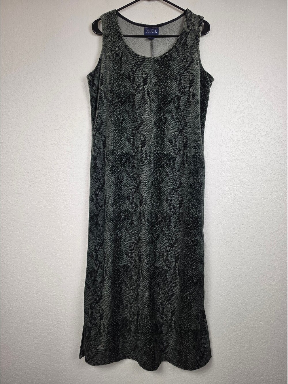 Vintage Blue J. Sleeveless Maxi Dress Snake Print